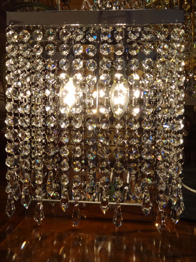 Tischleuchter / Nachttischlampe  Silber, 2 Lichter 35cm