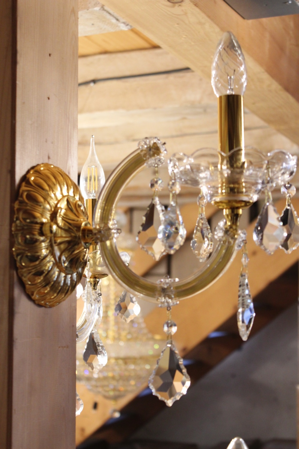 Wandlampe / Wandleuchter Bleikristall Gold, 37cm 1 Licht
