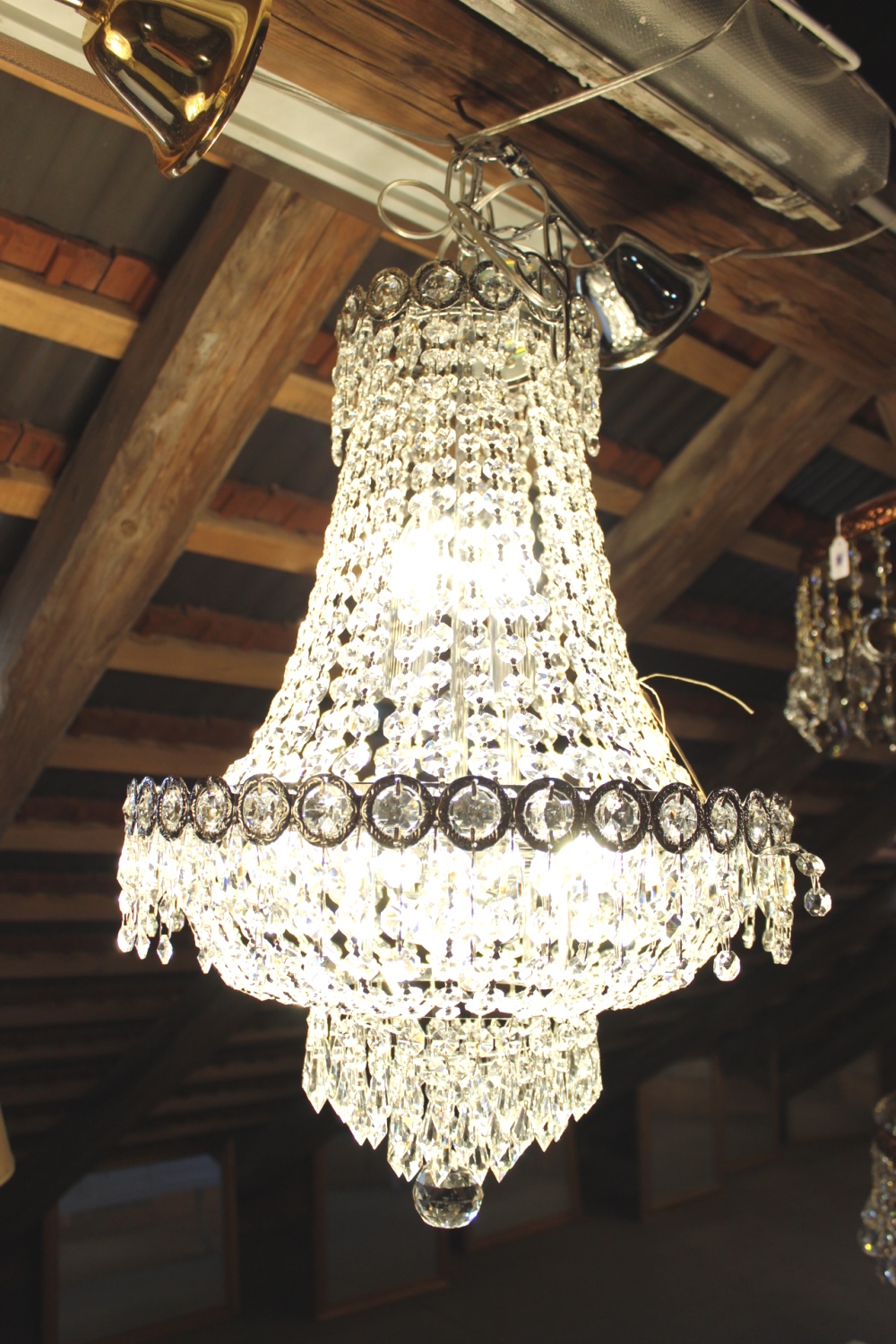 Kronleuchter Bleikristall / Lüster Silber 57cm+ Kette, 8 Lichter