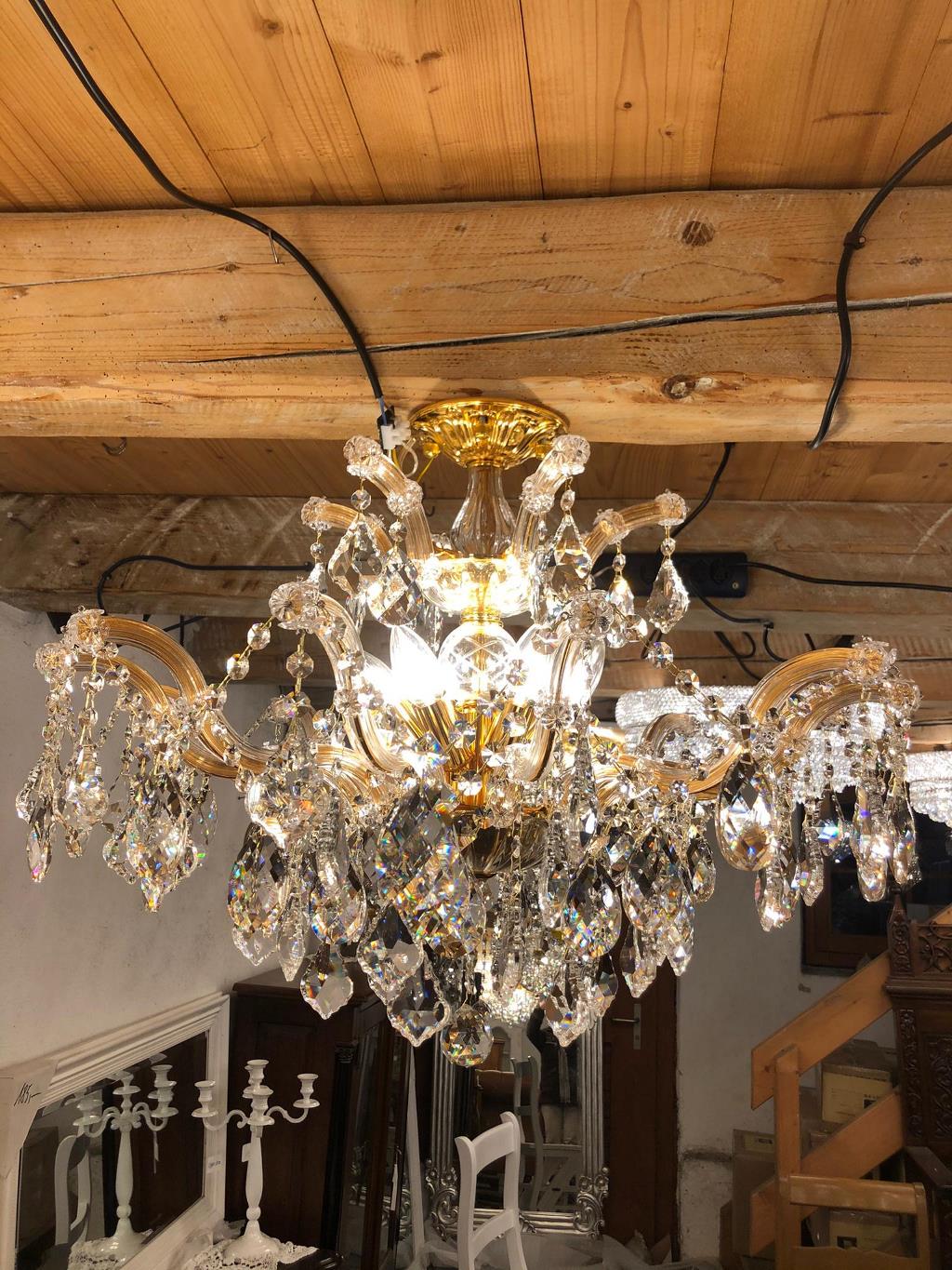 Kronleuchter Bleikristall / Deckenleuchter Maria Theresia Gold 57cm, 6 Lichter