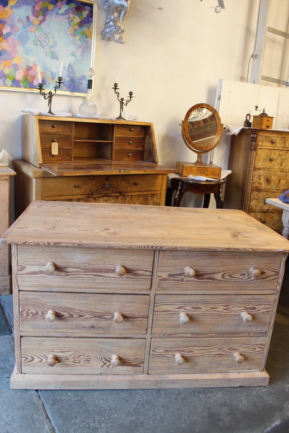 Antiker Schubladenstock / Föhrenholz