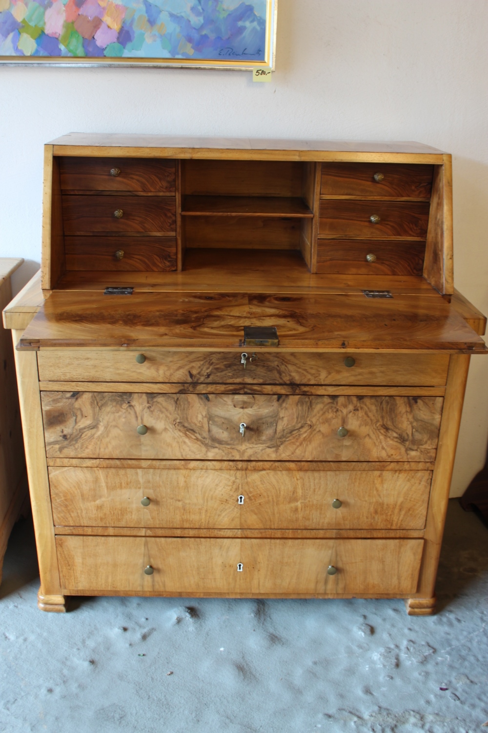 Sekretär / Schreibkommode Biedermeier furniert